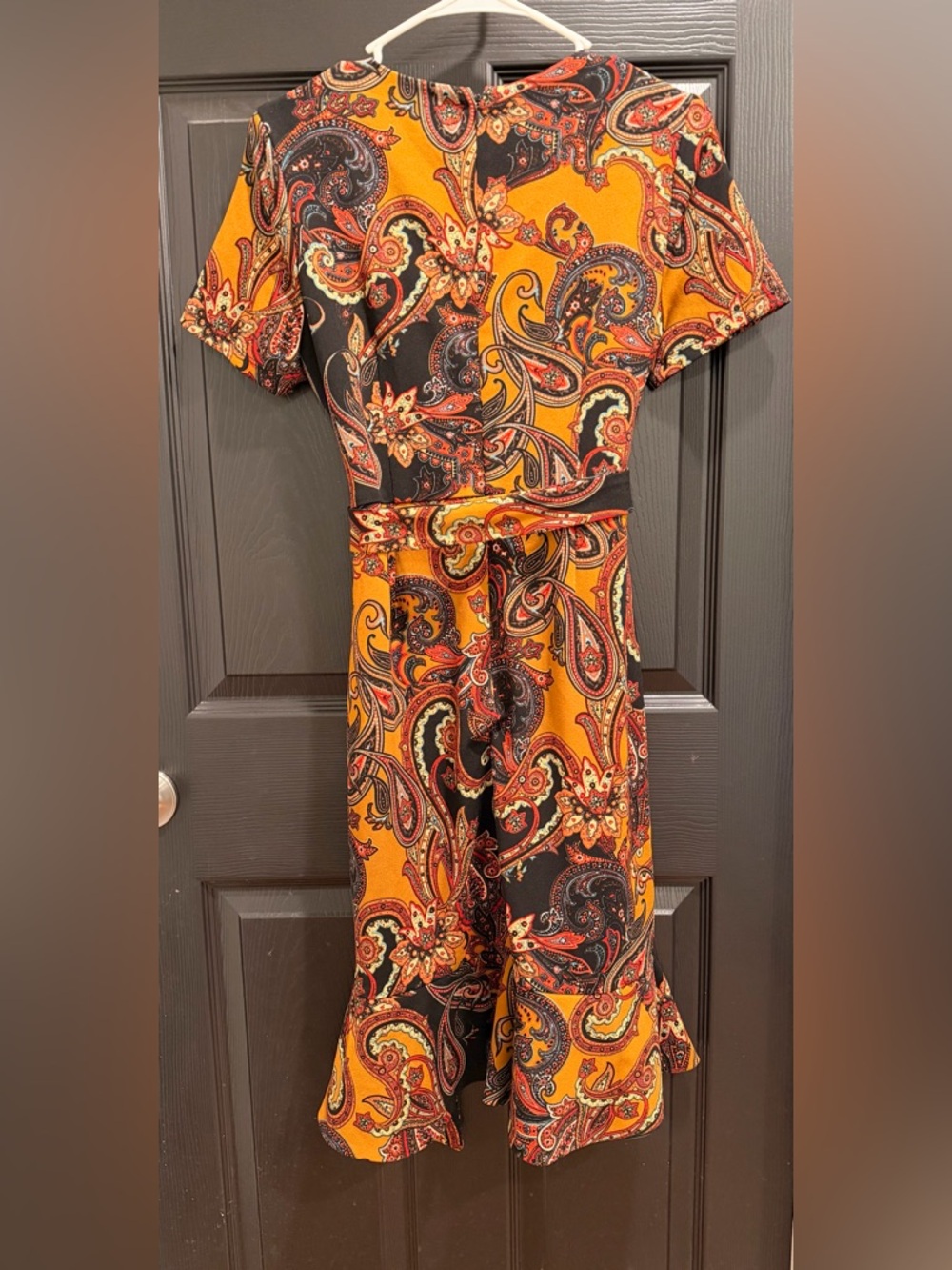 Shelby & Palmer Black and Mustard Paisley Midi Dress - Picture 5 of 5